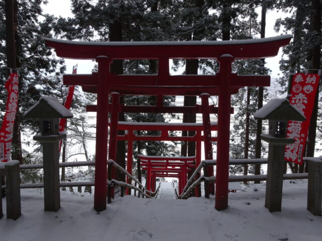 高台から見下ろす平泉の雪景色